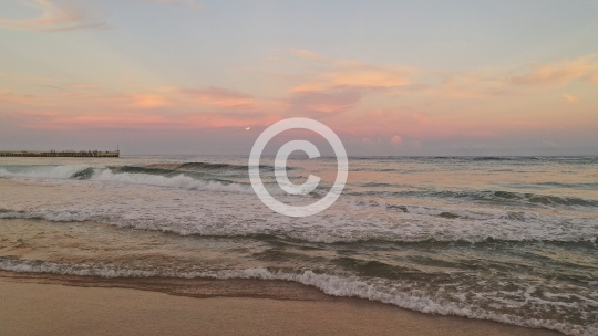 Beach Waves and the Moon